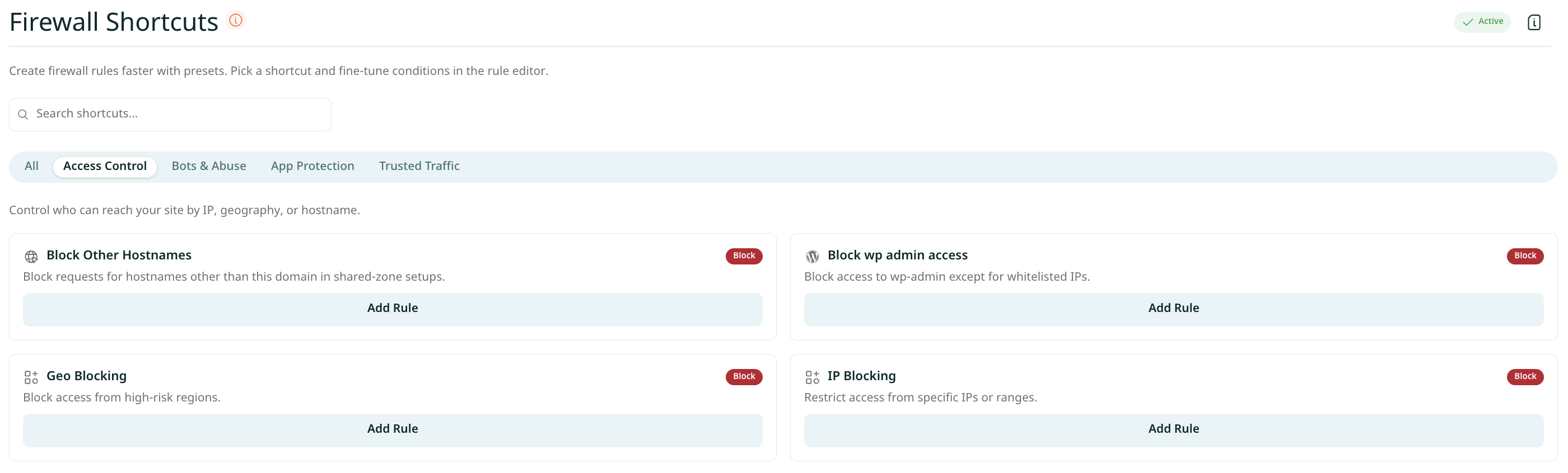 Firewall Shortcuts - Access Control