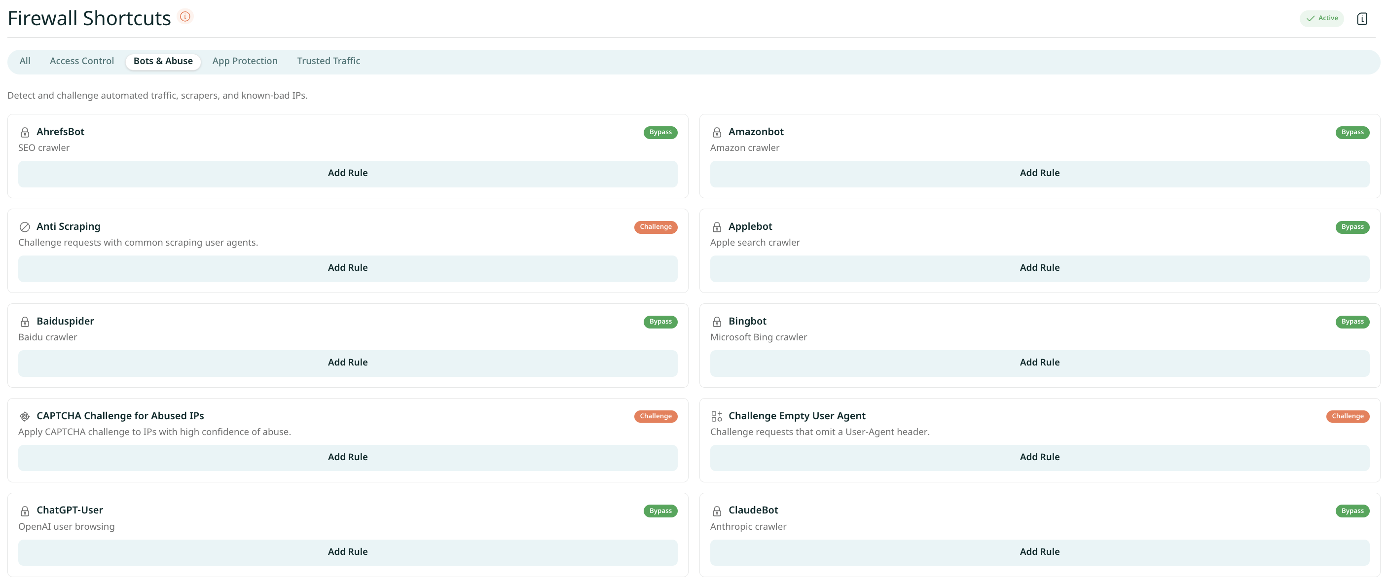 Firewall Shortcuts - Bots and Abuse