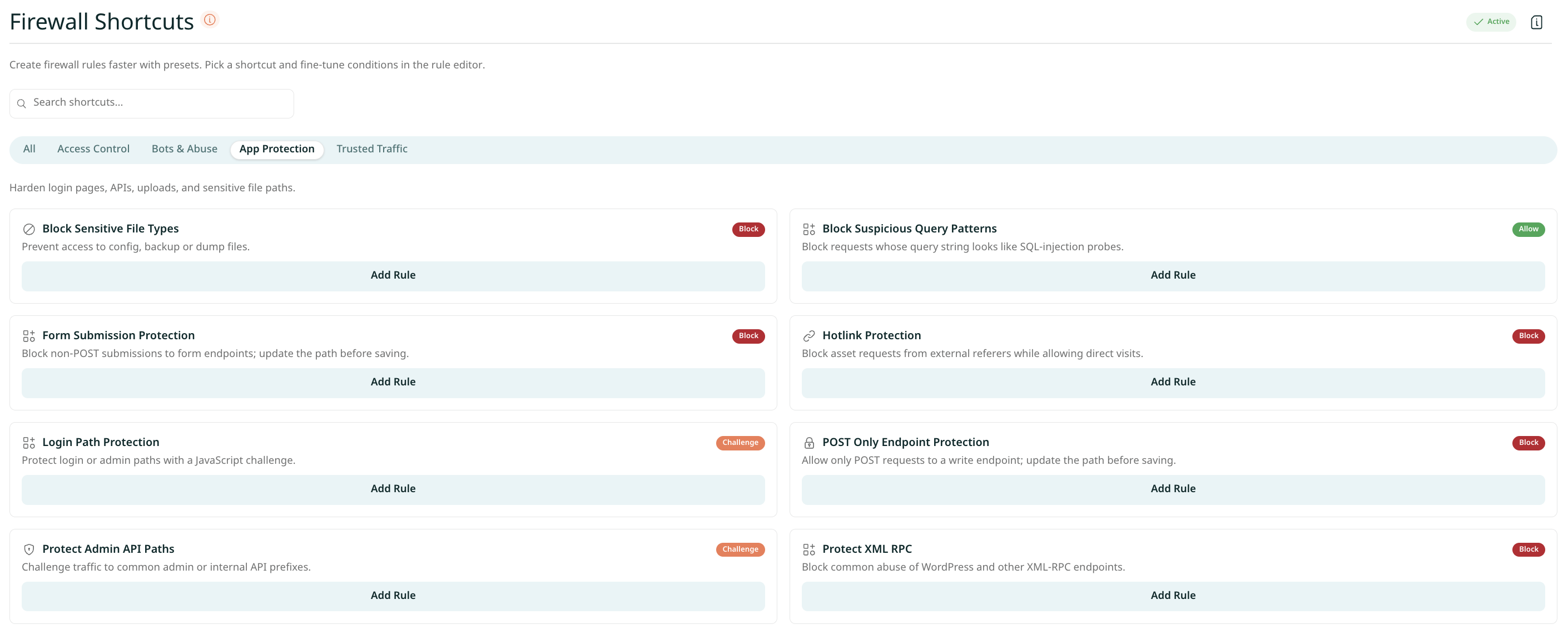 Firewall  Shortcuts - App Protection