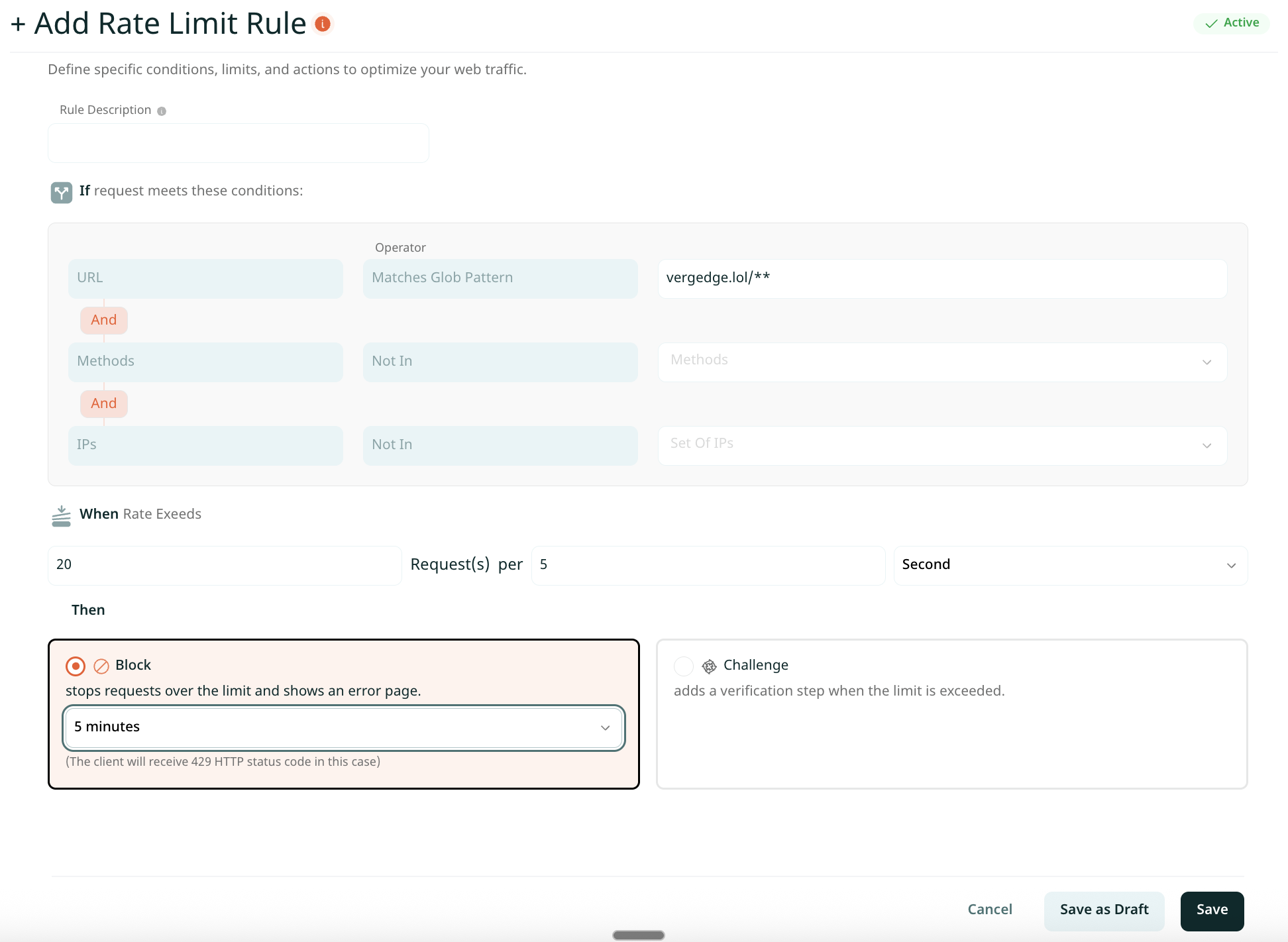 How to configure rate limit