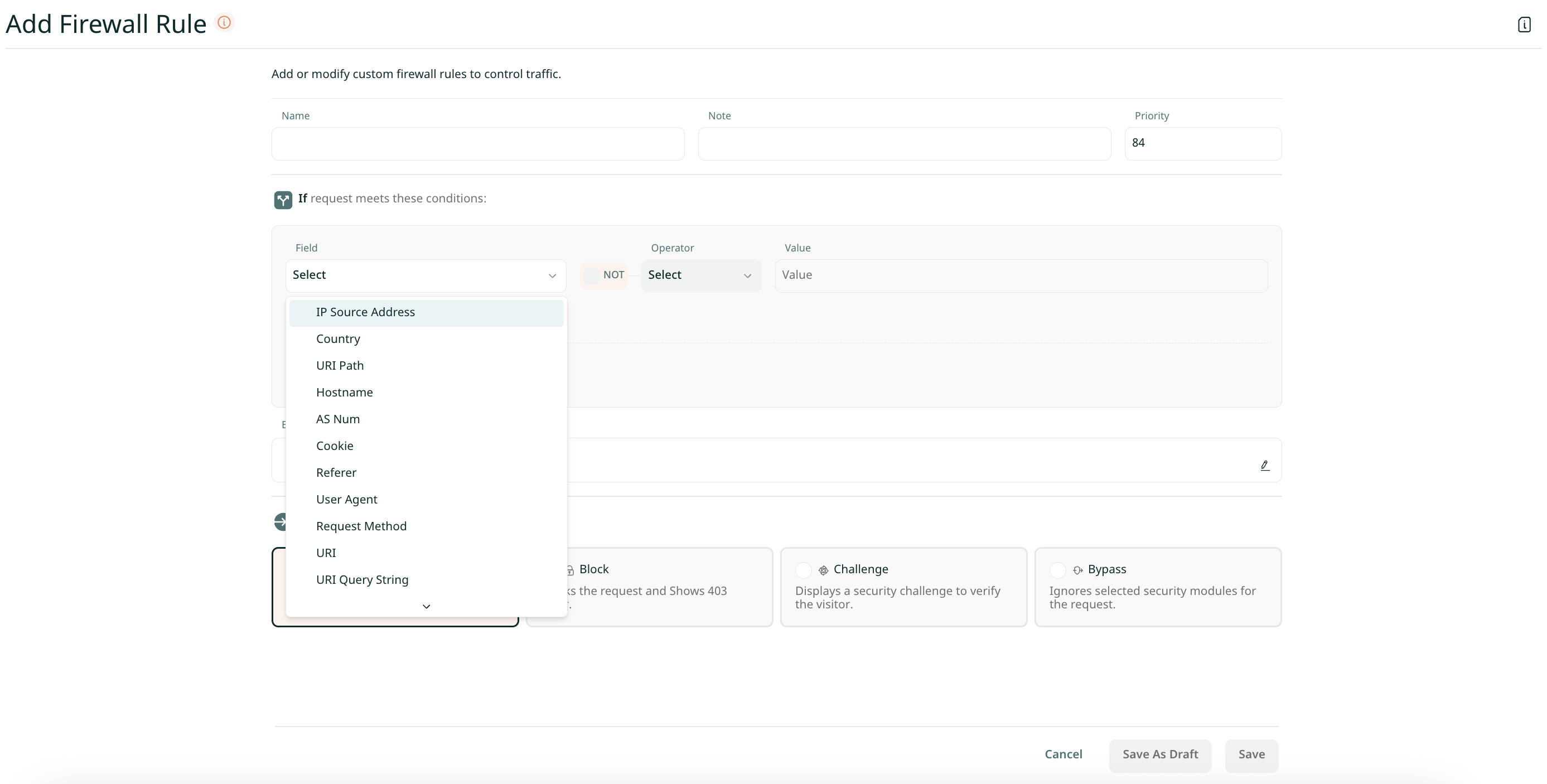 Custome Firewall Rule