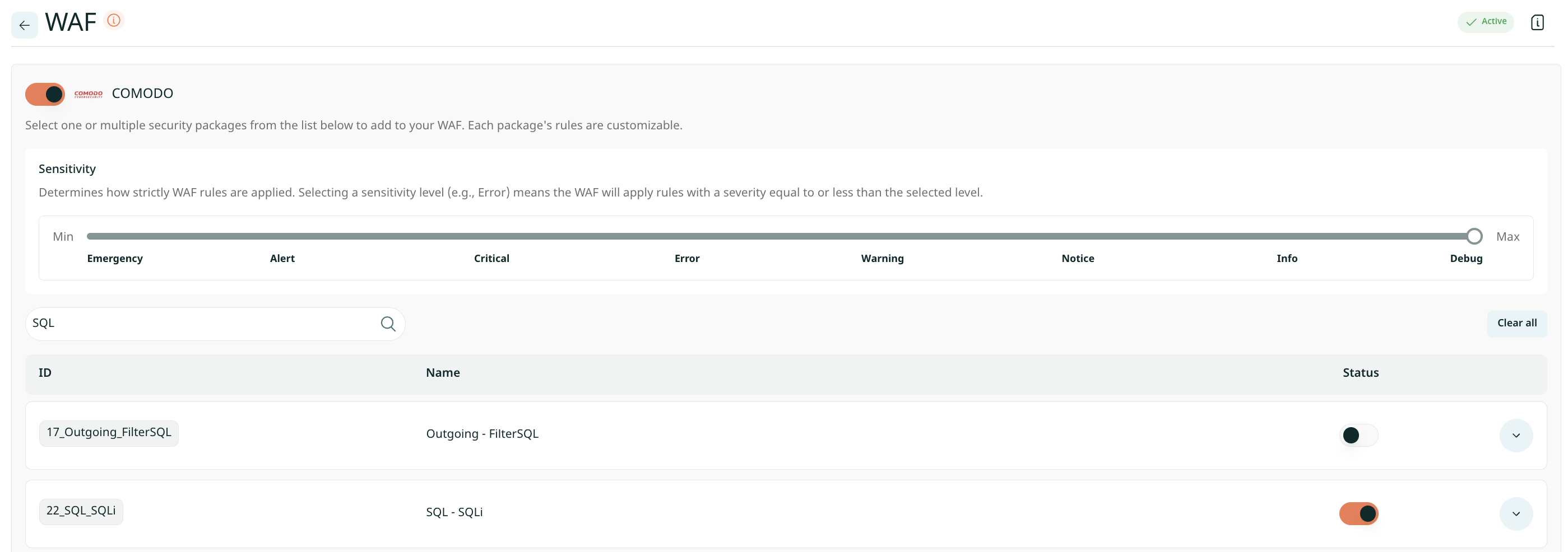 Enable protection against SQL injection